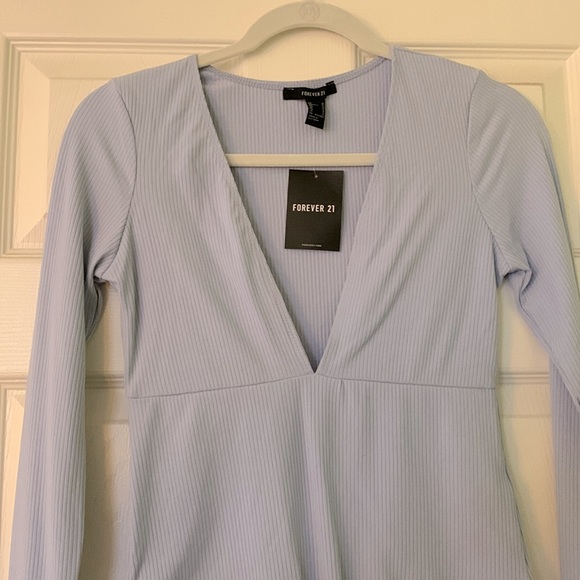 Forever 21 Blue VNeck Bodysuit - Picture 2 of 5